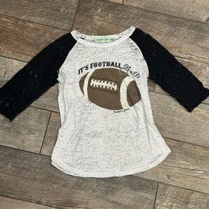 Southern Grace Black and White Long Sleeve Tee Football Graphic
